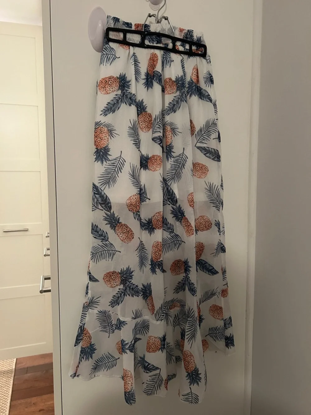 White Sheer Pineapple Print Maxi Skirt - Picture 2 of 4